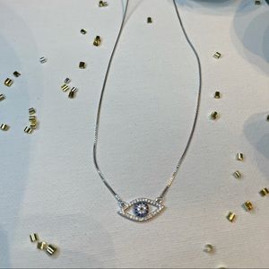 Rhodium Filled Evil Eye Dainty necklace!